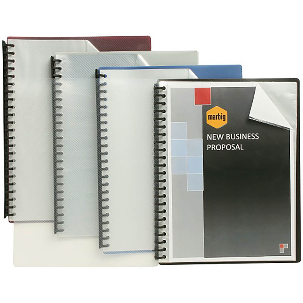 Image for MARBIG DISPLAY BOOK REFILLABLE 20 POCKET A4 CLEAR/MAROON from Memo Office and Art