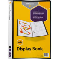 marbig display book non-refilable spine insert 20 pocket a3 black