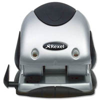 rexel 2 hole punch clam large silver / black