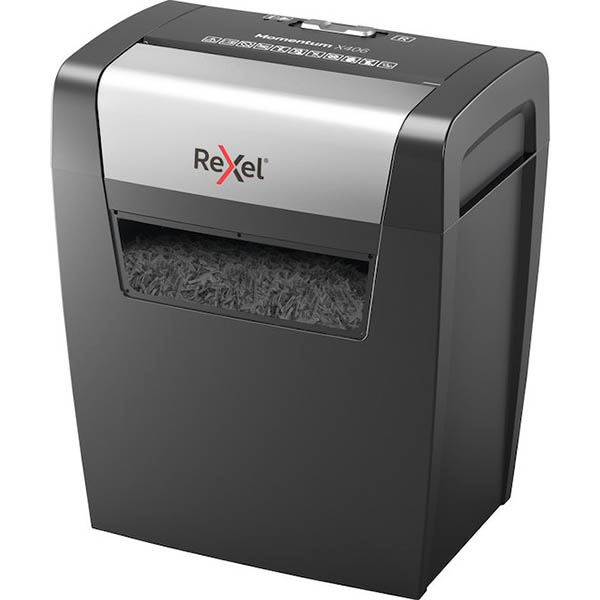 Image for REXEL MOMENTUM X406 MANUAL FEED CROSS CUT SHREDDER from Mitronics Corporation