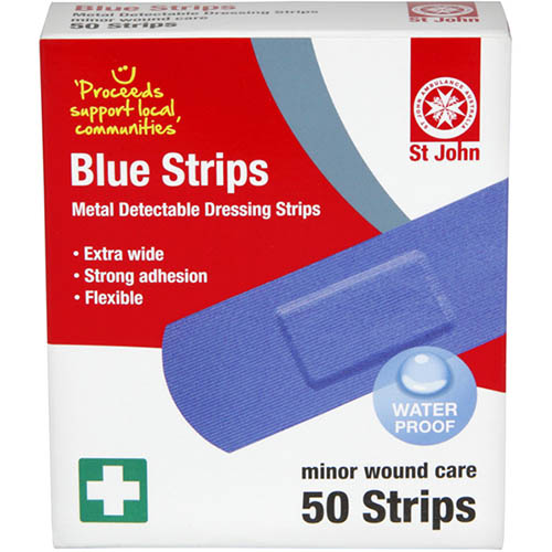 Image for ST JOHN BLUE STRIPS FOR FOOD PREPARATION PACK 50 from Pinnacle Office Supplies