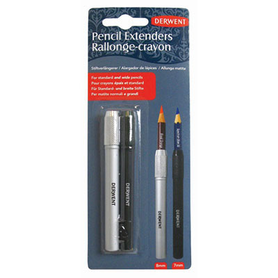 Image for DERWENT PENCIL EXTENDER SILVER/BLACK PACK 2 from Clipboard Stationers & Art Supplies