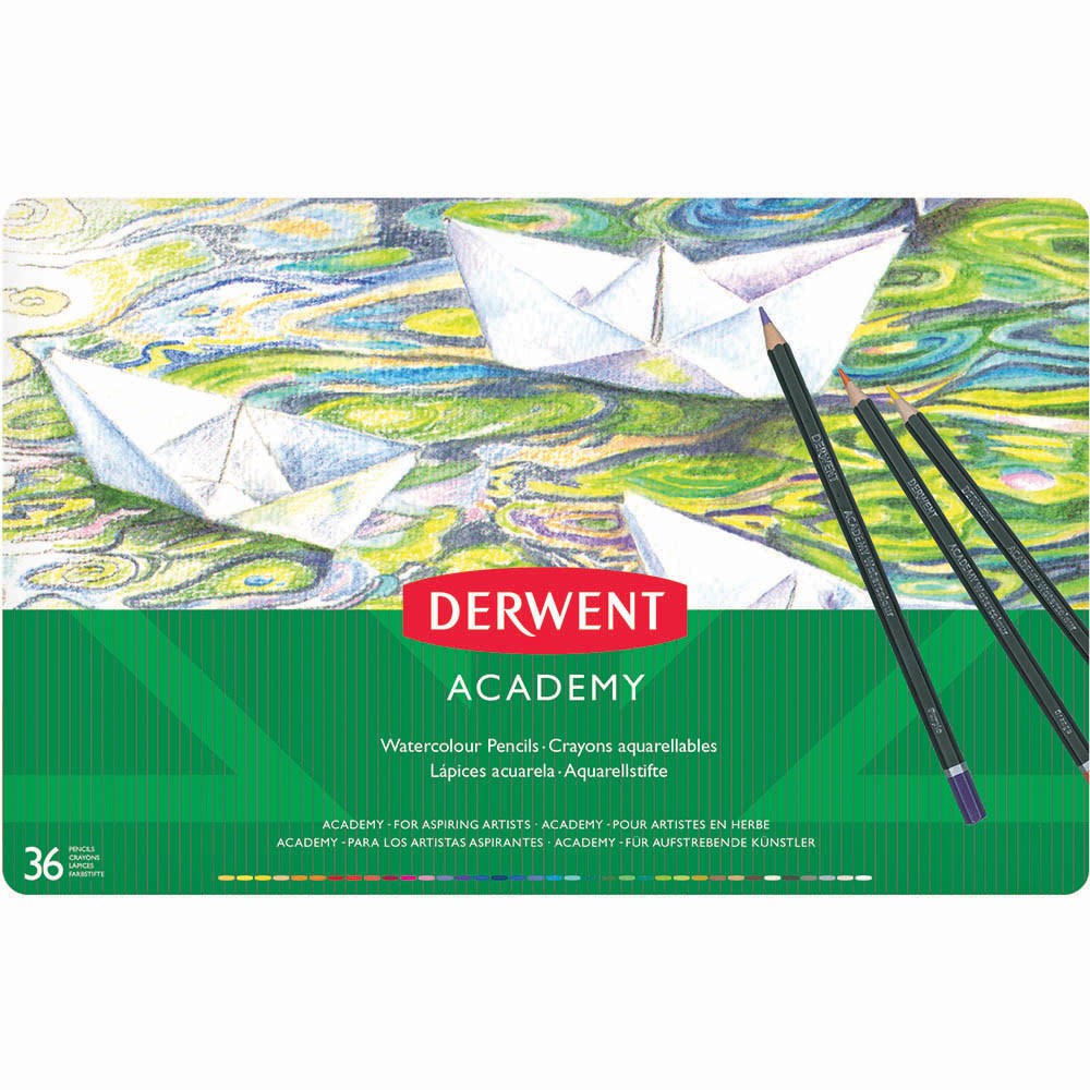 Image for DERWENT ACADEMY WATERCOLOUR PENCILS ASSORTED TIN 36 from Merv's Stationery