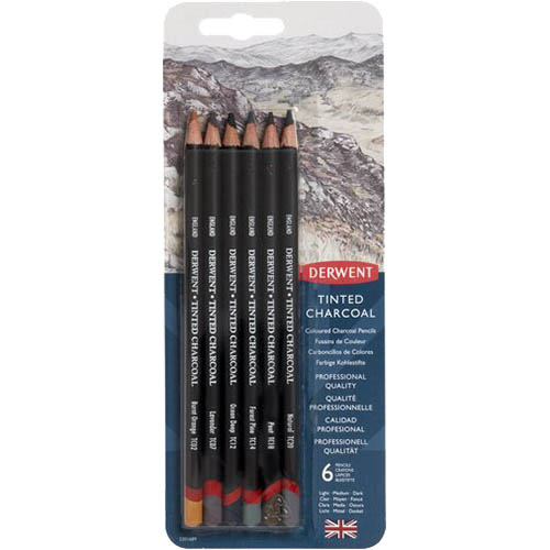 Image for DERWENT TINTED CHARCOAL PENCIL ASSORTED PACK 6 from Mitronics Corporation