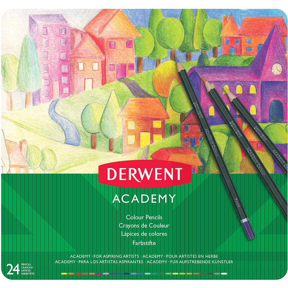 Image for DERWENT ACADEMY COLOURING PENCIL ASSORTED TIN 24 from Clipboard Stationers & Art Supplies