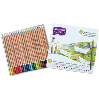 DERWENT ACADEMY WATERCOLOUR PENCILS ASSORTED TIN 24 |  | 7014396
