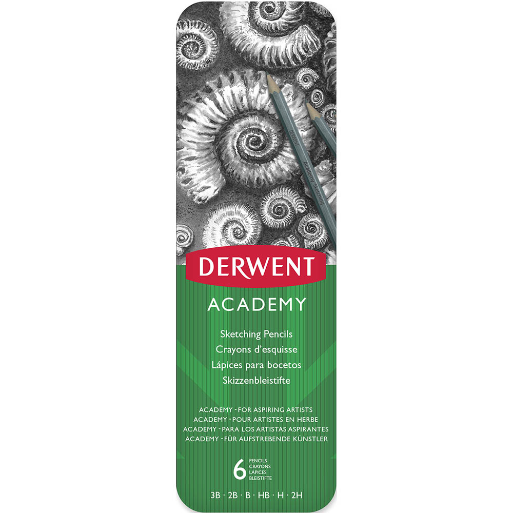 Image for DERWENT ACADEMY SKETCHING PENCIL 3B-2H TIN 6 from Office Express