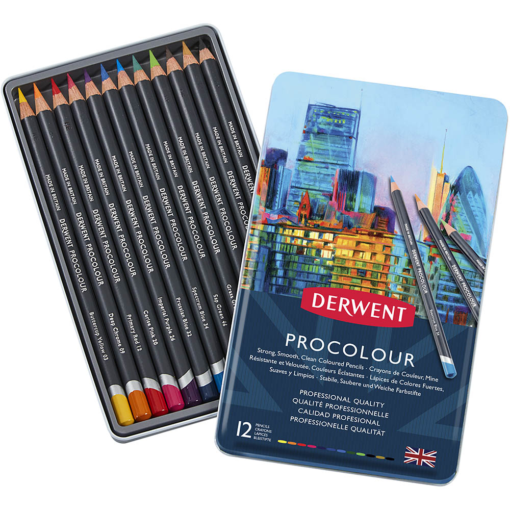 Image for DERWENT PROCOLOUR PENCIL ASSORTED TIN 12 from Mitronics Corporation