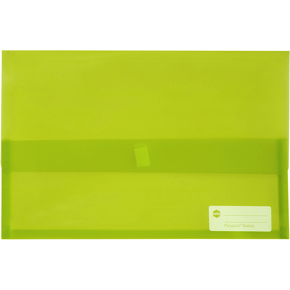 Image for MARBIG POLYPICK DOCUMENT WALLET FOOLSCAP TRANSLUCENT LIME from Challenge Office Supplies