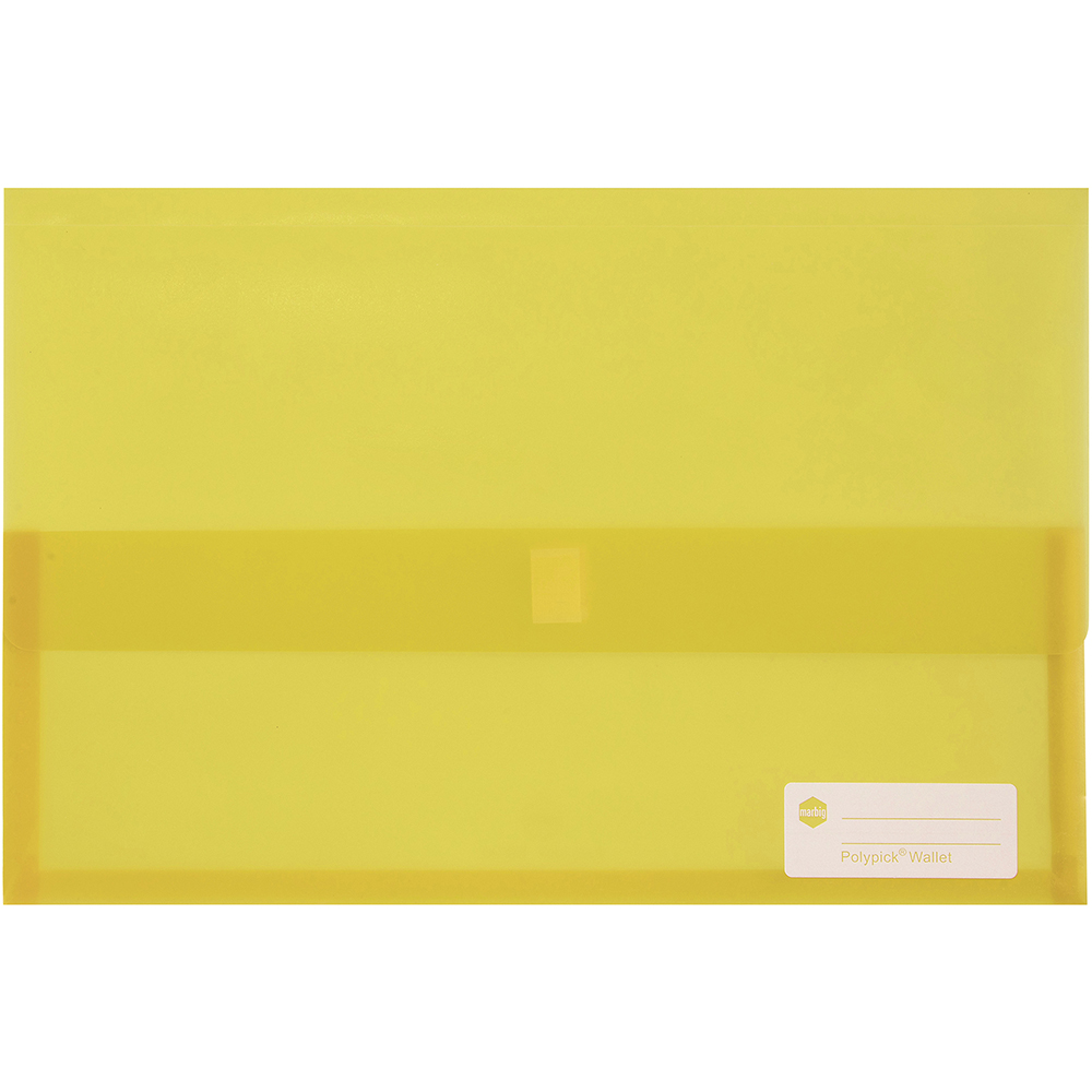Image for MARBIG POLYPICK DOCUMENT WALLET FOOLSCAP TRANSLUCENT YELLOW from Mercury Business Supplies
