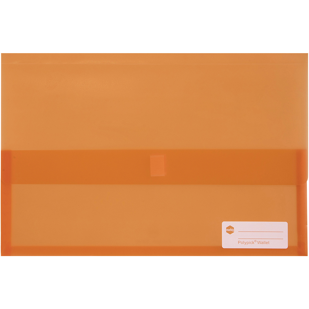 Image for MARBIG POLYPICK DOCUMENT WALLET FOOLSCAP TRANSLUCENT ORANGE from Australian Stationery Supplies