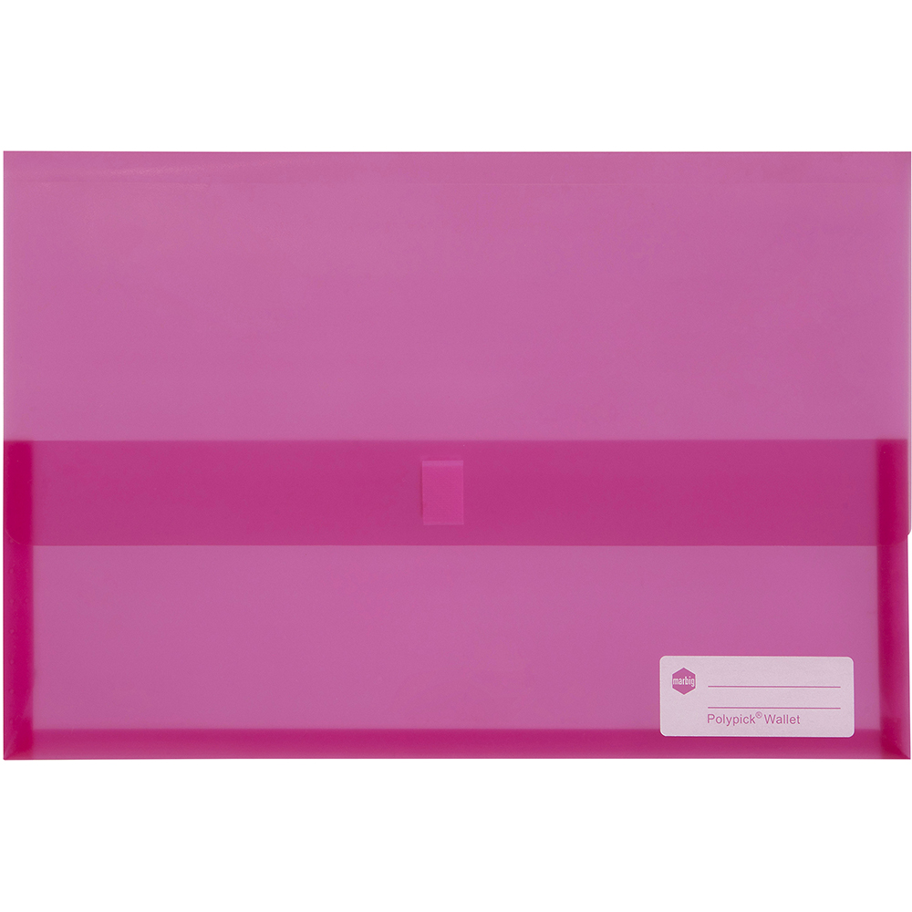 Image for MARBIG POLYPICK DOCUMENT WALLET FOOLSCAP TRANSLUCENT PINK from Australian Stationery Supplies