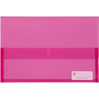 marbig polypick document wallet foolscap translucent pink