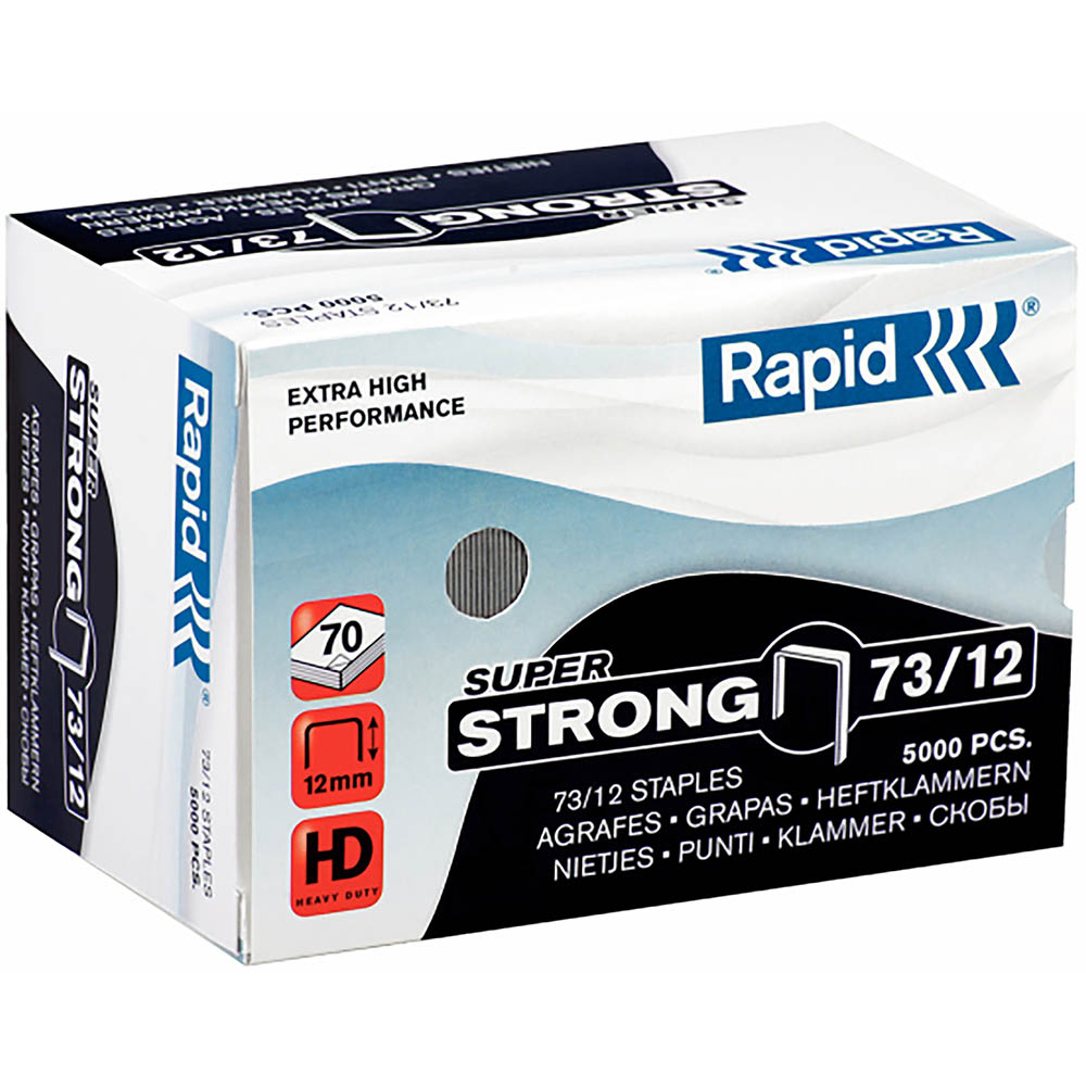 Image for RAPID EXTRA HIGH PERFORMANCE SUPER STRONG STAPLES 73/12 BOX 5000 from Clipboard Stationers & Art Supplies