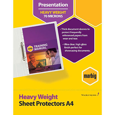 Image for MARBIG HEAVYWEIGHT COPYSAFE SHEET PROTECTORS A4 BOX 100 from ONET B2C Store