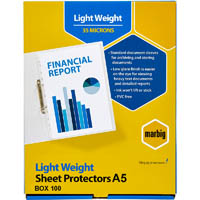 marbig lightweight copysafe sheet protectors a5 box 100