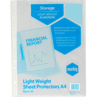 Image for MARBIG LIGHTWEIGHT COPYSAFE SHEET PROTECTORS A4 PACK 10 from Challenge Office Supplies
