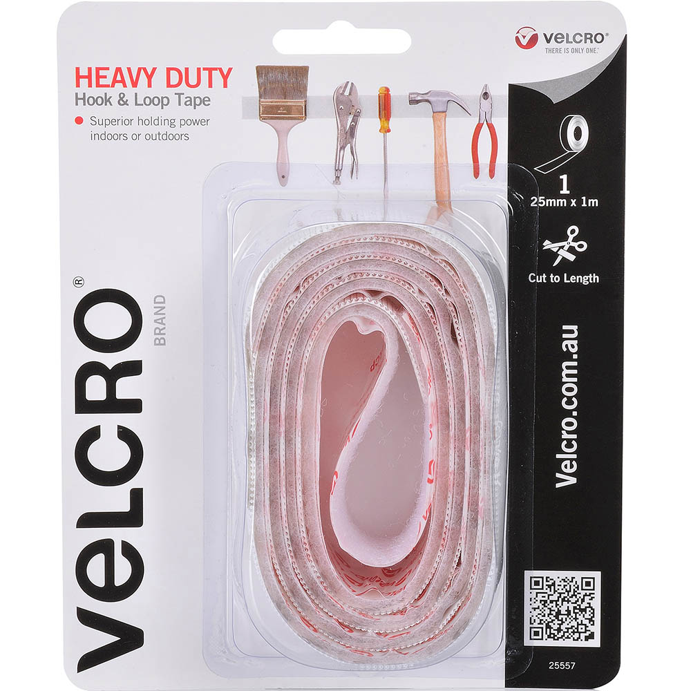Image for VELCRO BRAND® HEAVY DUTY HOOK AND LOOP TAPE 25MM X 1M WHITE from BusinessWorld Computer & Stationery Warehouse