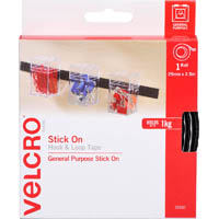 velcro brand® stick-on hook and loop tape 25mm x 2.5m black