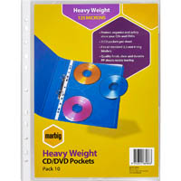 marbig heavyweight copysafe cd/dvd pockets 3 capacity a4 pack 10