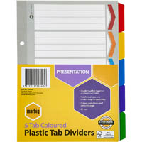 marbig divider reinforced manilla 5-tab a5 assorted