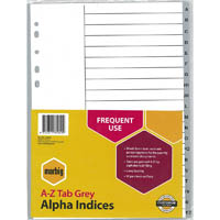 marbig index divider pp a-z tab a4 grey