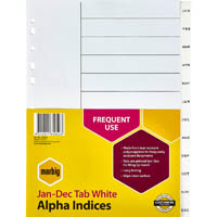 marbig index divider pp jan-dec tab a4 white