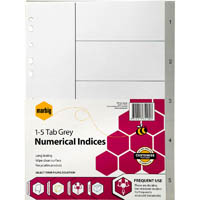 marbig index divider pp 1-5 tab a4 grey