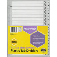 marbig divider a-z tab a4 black/white