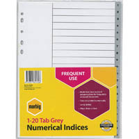 marbig index divider pp 1-20 tab a4 grey