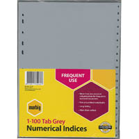 marbig index divider pp 1-100 tab a4 grey