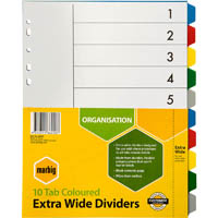 marbig extra wide divider pp 10-tab a4 assorted