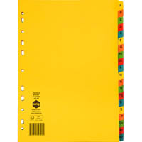 marbig divider manilla a-z tab a4 bright assorted