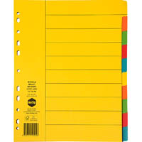 marbig extra wide divider manilla 10-tab a4 bright assorted