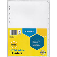 marbig divider manilla 10-tab a4 white