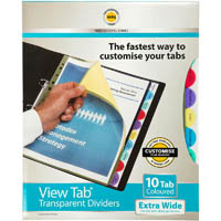 marbig professional series extra wide view-tab divider pp 10-tab a4 assorted