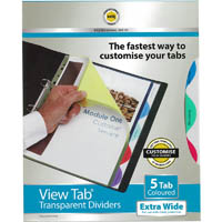 marbig professional series extra wide view-tab divider pp 5-tab a4 assorted