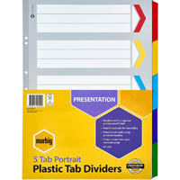 marbig divider manilla 5-tab a3 assorted