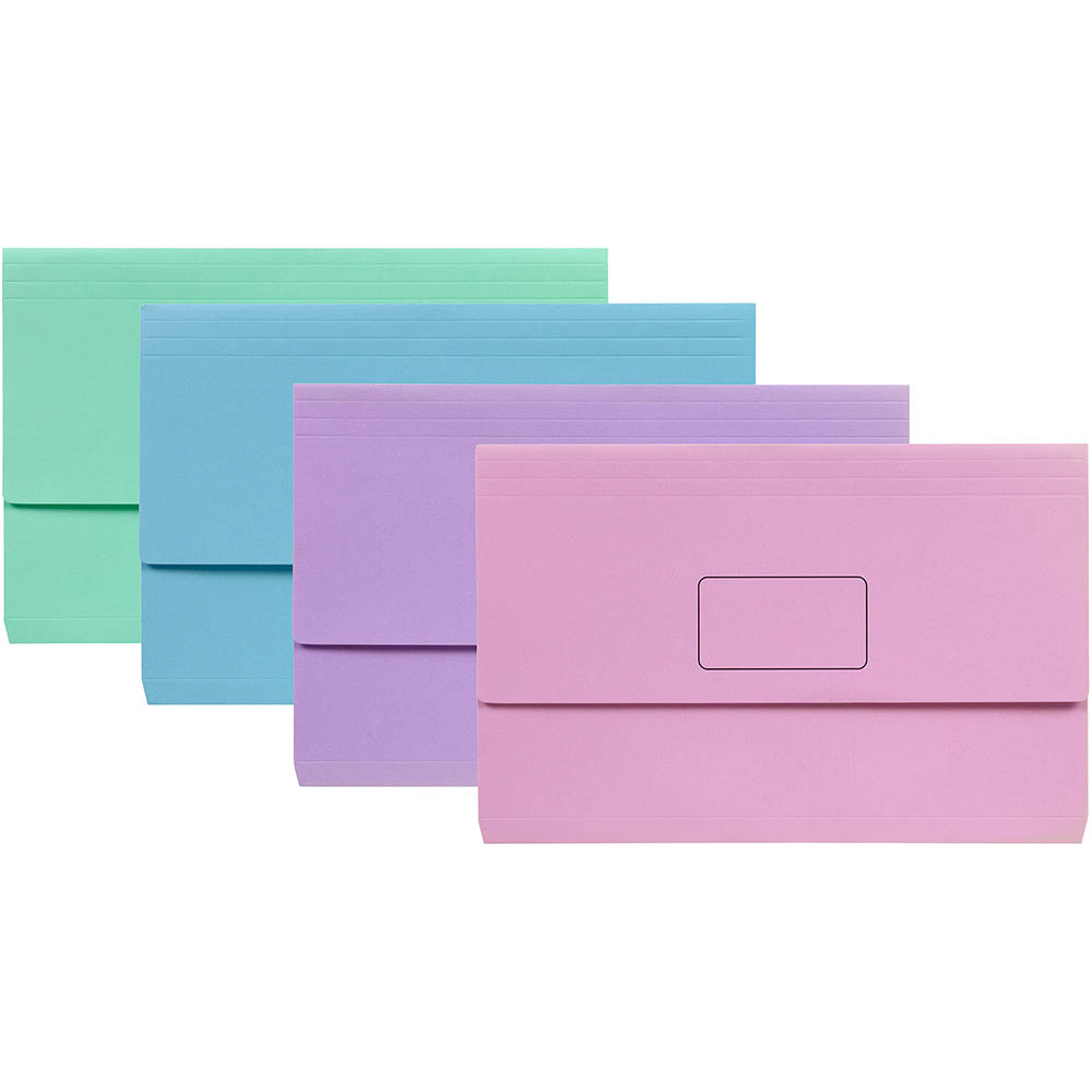 Image for MARBIG SLIMPICK DOCUMENT WALLET FOOLSCAP PASTELS ASSORTED PACK 10 from Memo Office and Art