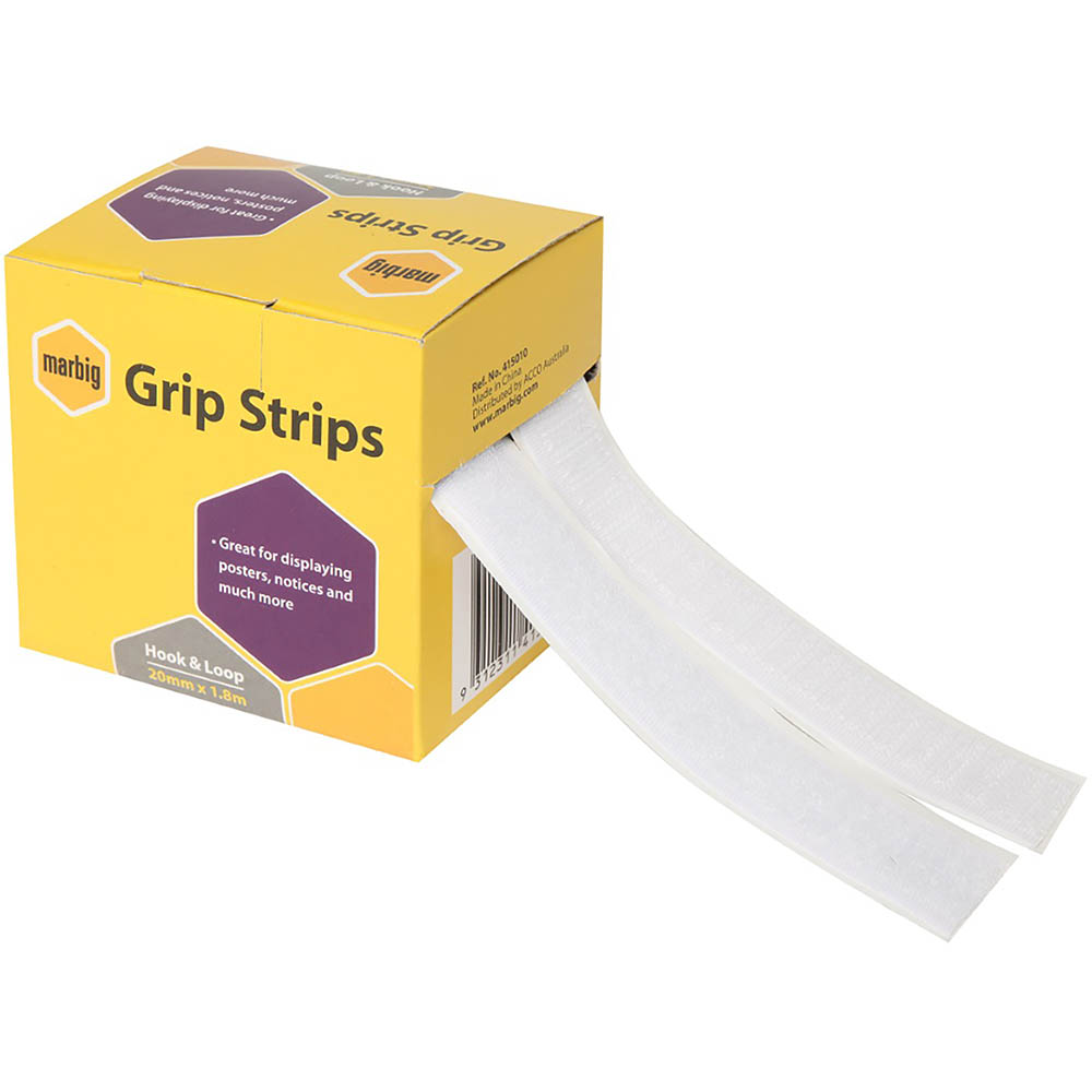 Image for MARBIG GRIP STRIPS HOOK AND LOOP 20MM X 1.8M from Australian Stationery Supplies