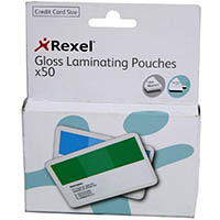 rexel gloss laminating pouch 125 micron credit card 54 x 86mm clear pack 50