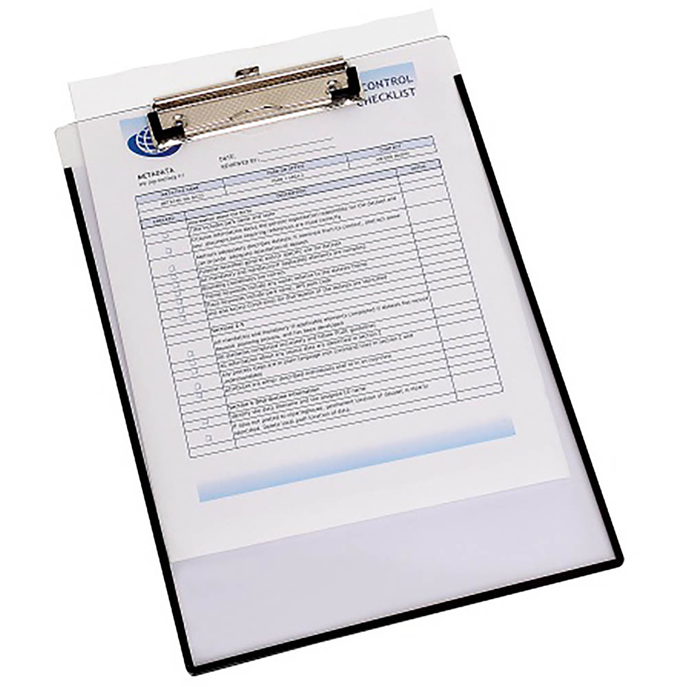 Image for MARBIG CLEARVIEW CLIPBOARD WITH INSERT COVER A4 BLACK from Office Heaven