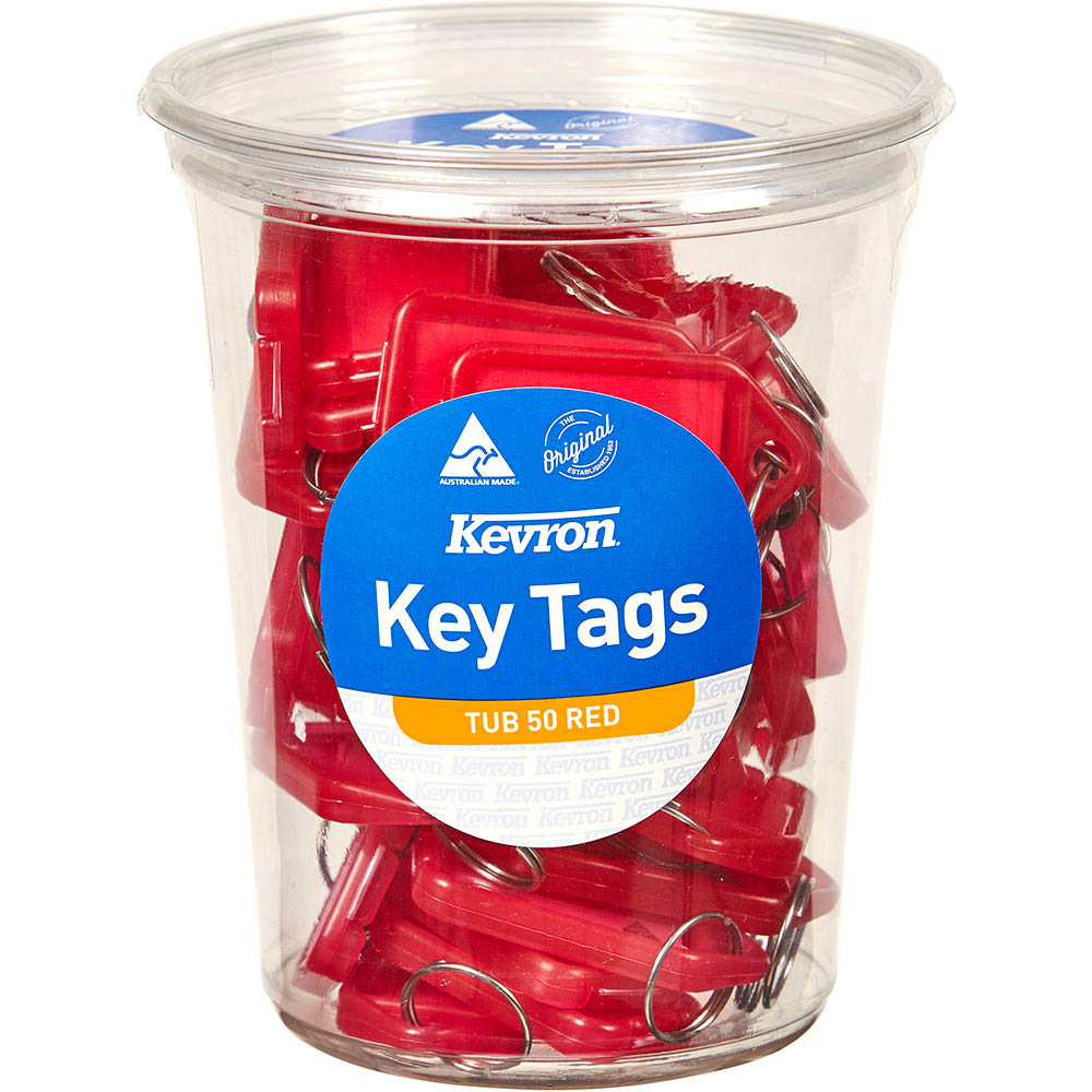 Image for KEVRON ID5 KEYTAGS RED TUB 50 from Mitronics Corporation