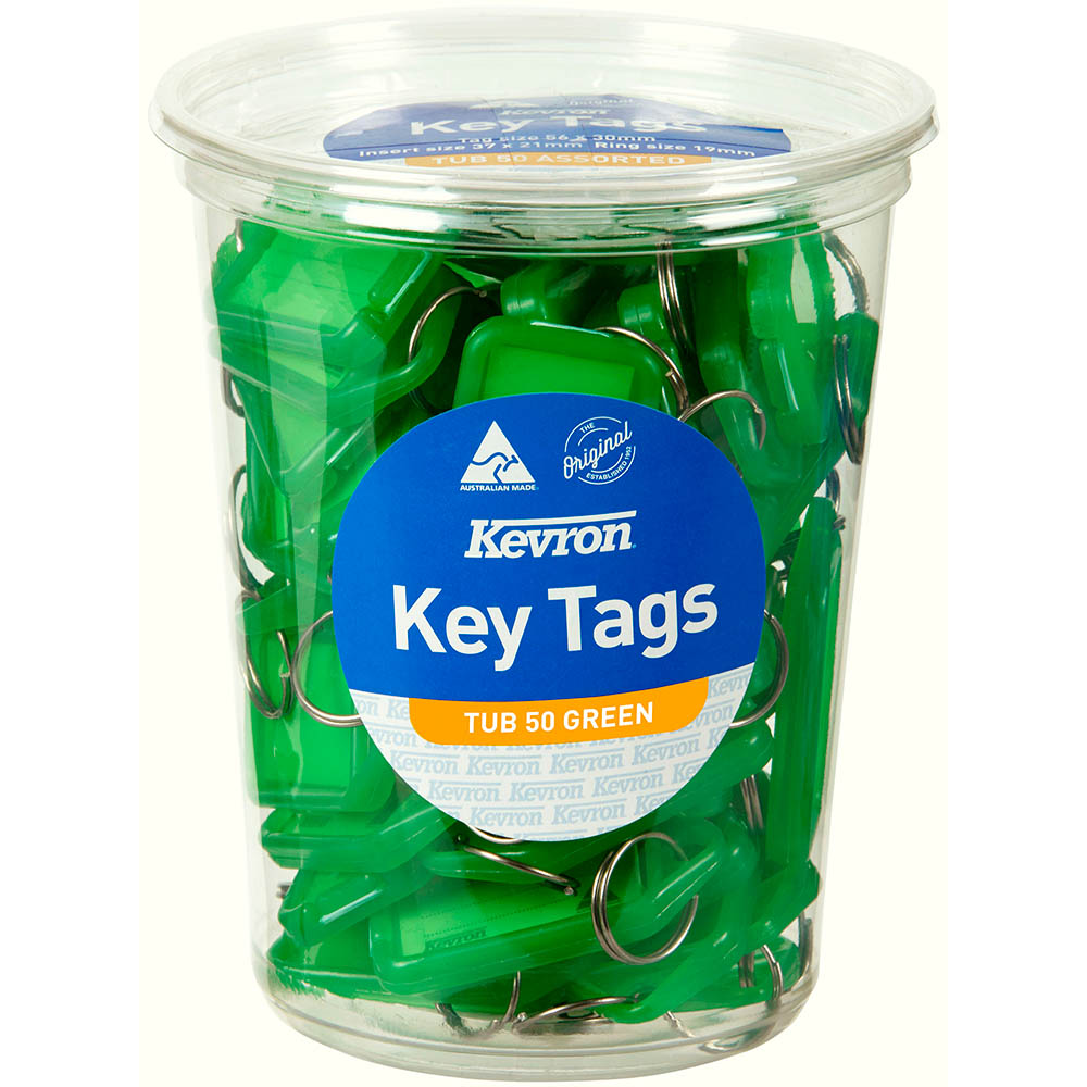 Image for KEVRON ID5 KEYTAGS GREEN TUB 50 from Memo Office and Art