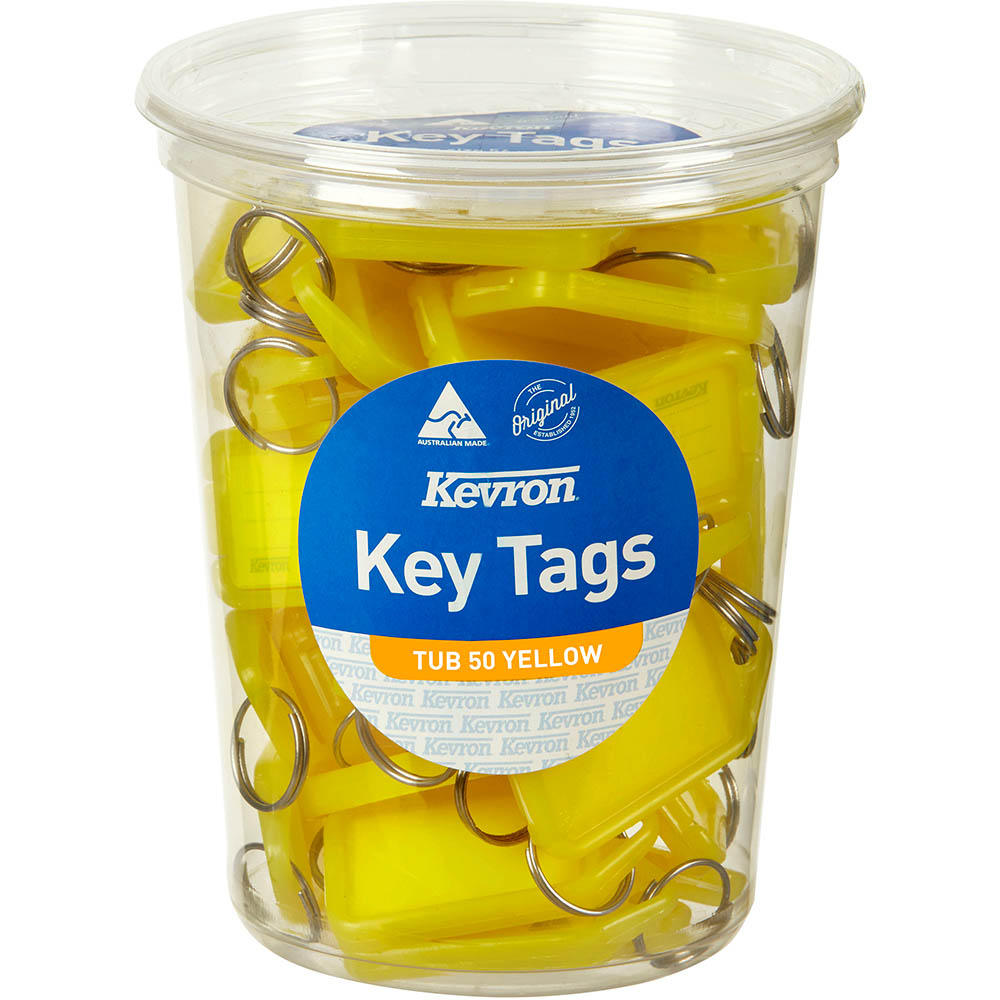 Image for KEVRON ID5 KEYTAGS YELLOW TUB 50 from BusinessWorld Computer & Stationery Warehouse