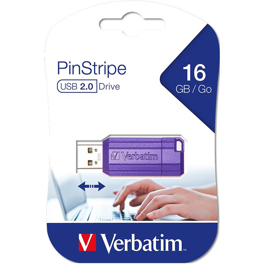 Image for VERBATIM STORE-N-GO PINSTRIPE USB FLASH DRIVE 2.0 16GB BLUE from That Office Place PICTON