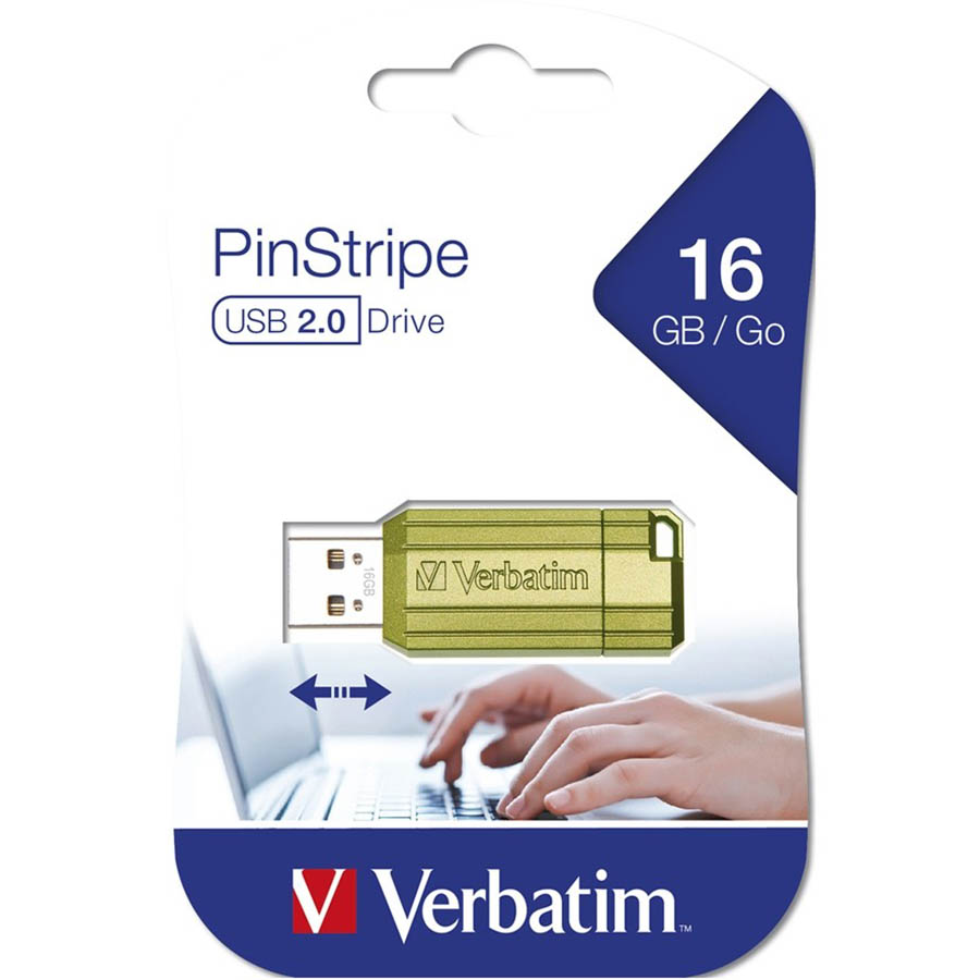 Image for VERBATIM STORE-N-GO PINSTRIPE USB FLASH DRIVE 2.0 16GB GREEN from That Office Place PICTON