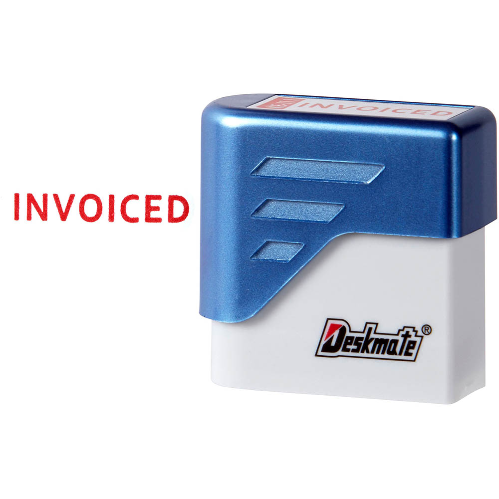Image for DESKMATE PRE-INKED MESSAGE STAMP INVOICED RED from Mitronics Corporation