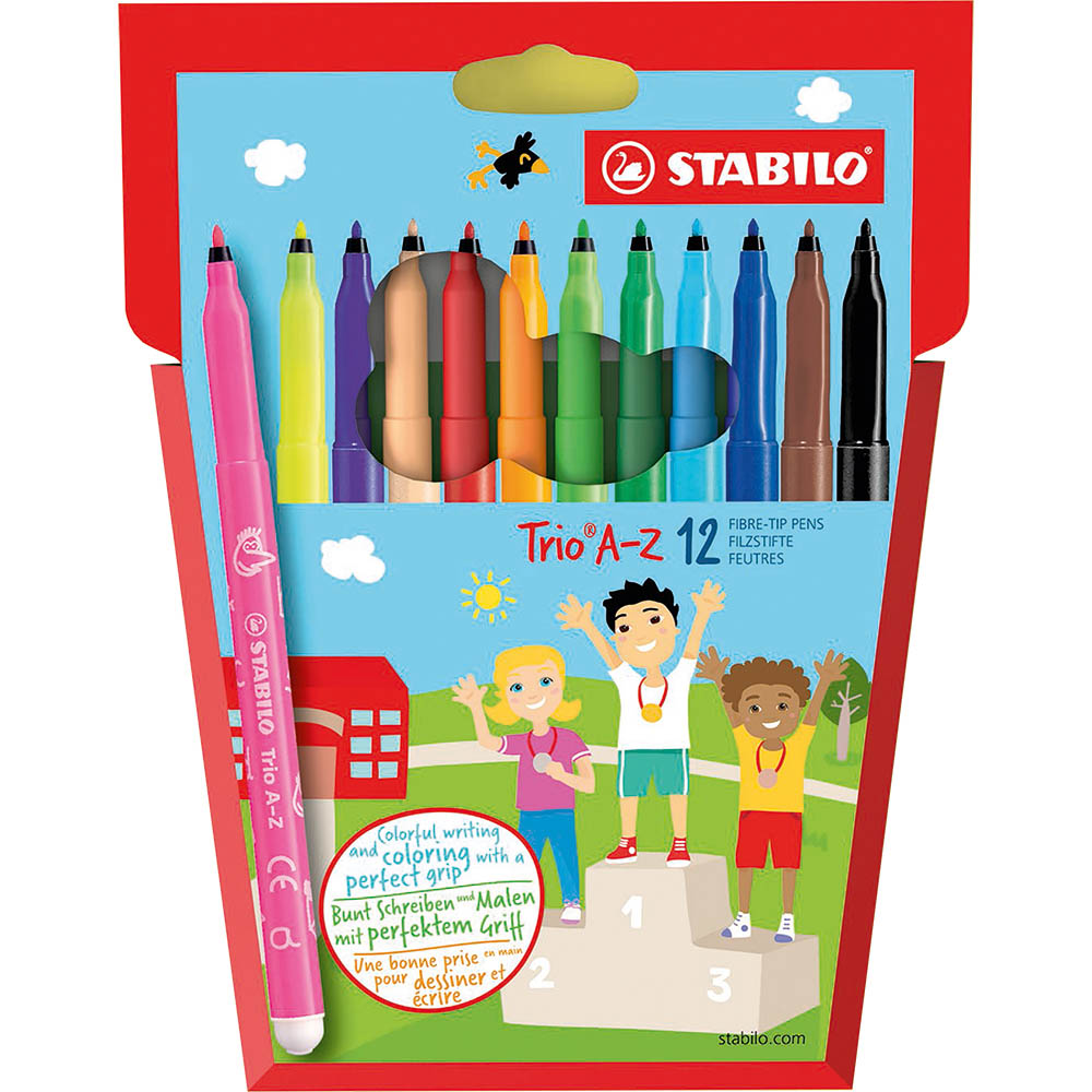 Image for STABILO TRIO A-Z FIBRE TIP PENS 1.0MM WALLET 12 from BusinessWorld Computer & Stationery Warehouse