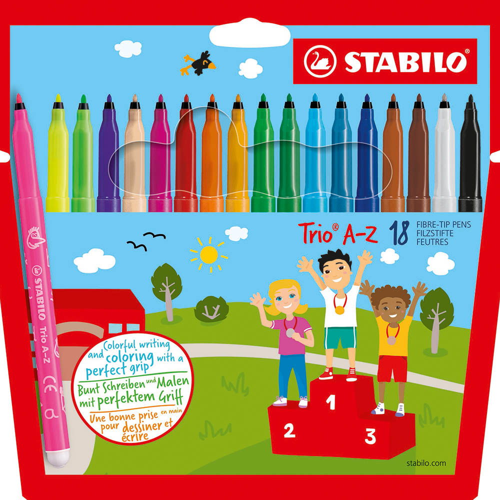 Image for STABILO TRIO A-Z FIBRE TIP PENS 1.0MM WALLET 18 from BusinessWorld Computer & Stationery Warehouse